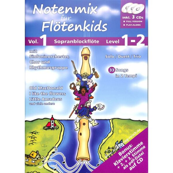 Notenmix für Flötenkids level 1-2 + 3CDs
