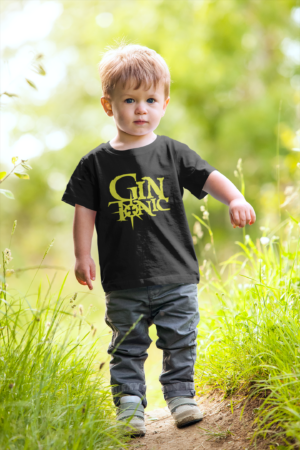 Gin Tonic T-Shirt für Kinder, schwarz mit Logo