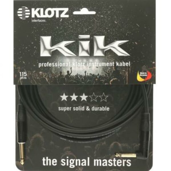 Klotz KIKKG6.0PRSW Straight to Right-Angled Gold-Plated Jack Cable, 6m