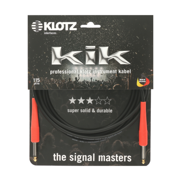 Klotz KIKC3.0PP3 Instrumentenkabel Klinke-Klinke, straight-straight, Red, 3 Meter