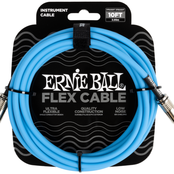 ERNIE BALL EB6412 Instrumentenkabel, Flex, gerade/gerade, blau, 3,05m