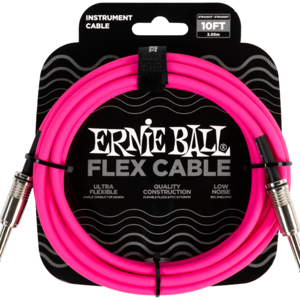 ERNIE BALL EB6413 Instrumentenkabel, Flex, gerade/gerade, pink, 3,05m