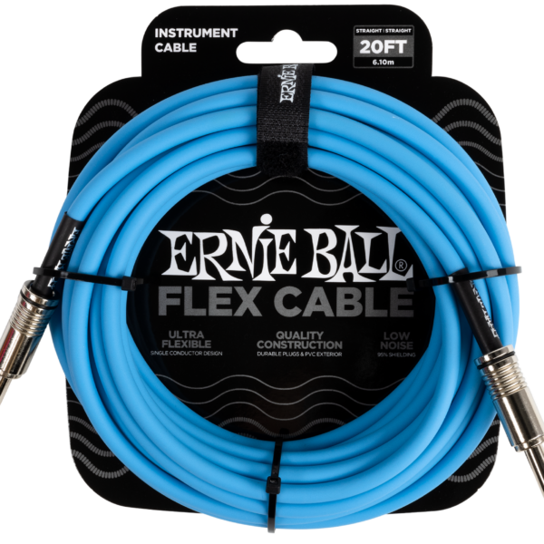 ERNIE BALL EB6417 Instrumentenkabel, Flex, gerade/gerade, blau, 6,10m