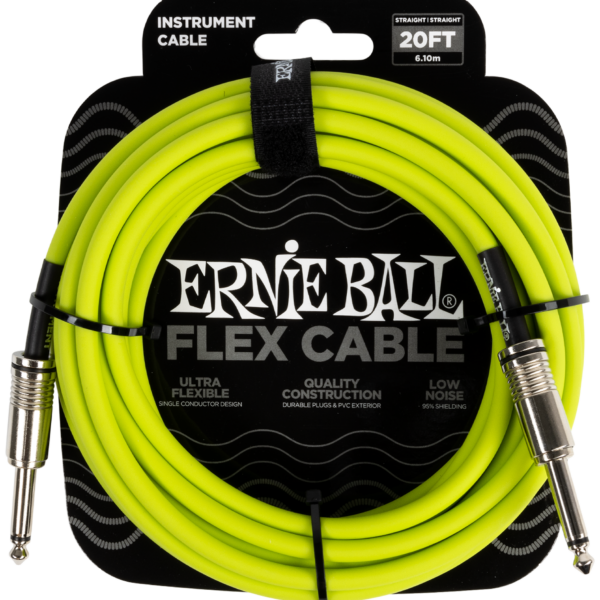 ERNIE BALL EB6419 Instrumentenkabel, Flex, gerade/gerade, grün, 6,10m