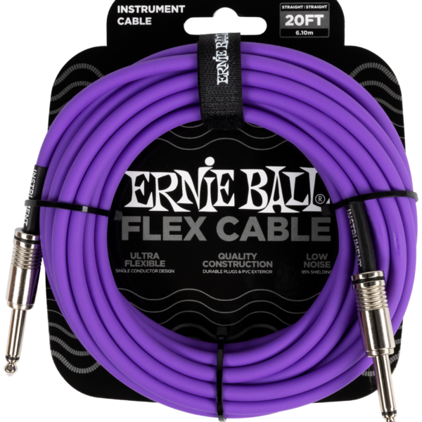 ERNIE BALL EB6420 Instrumentenkabel, Flex, gerade/gerade, lila, 6,10m