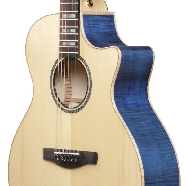 Ibanez AE390-NTA AE 6-String Guitar Natural High Gloss Top Aqua Blue High Gloss Back