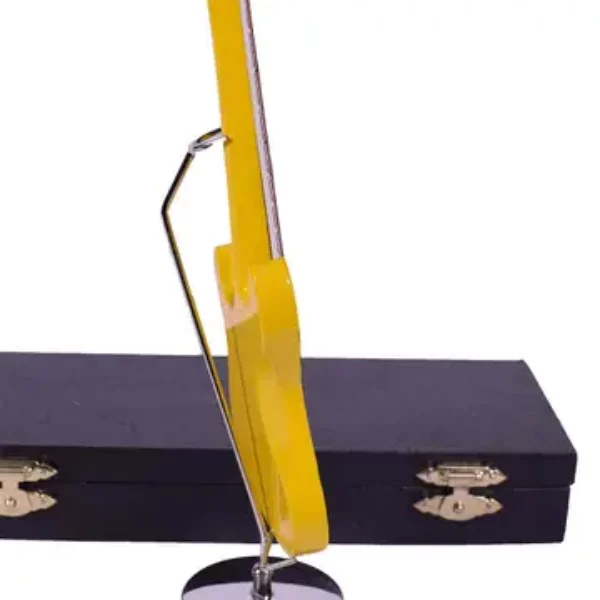 Mini-E-Gitarre, Miniatur mit Ständer, 18 cm, Gelb