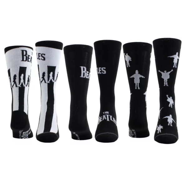 Geschenkebox Beatles, grau, Socken (3 Paar) im Mini Gitarren Case
