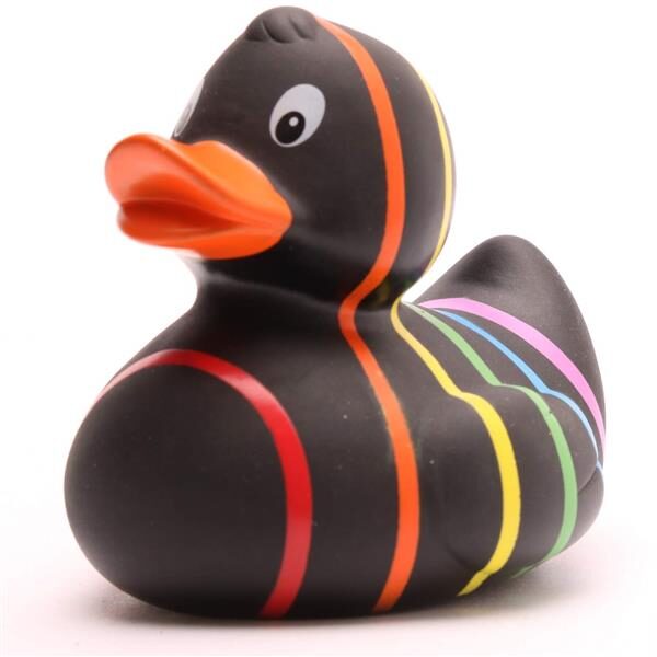 Badeente Rainbow (schwarz) - Gummiente